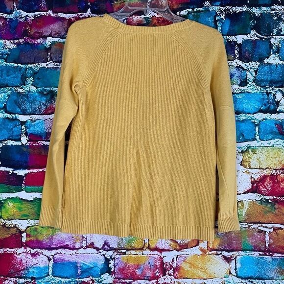 Talbots Yellow Ribbed Crew Neck Sweater Size Small Petite SP - Picture 2 of 10
